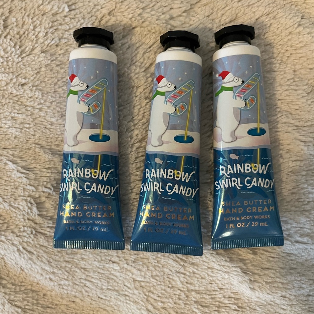 NEW! 3-Pack RAINBOW SWIRL CANDY Hand Cream Lotion 1 oz Bath & Body Works